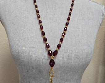 29" Vintage Faux Amber Faceted beaded Lanyard