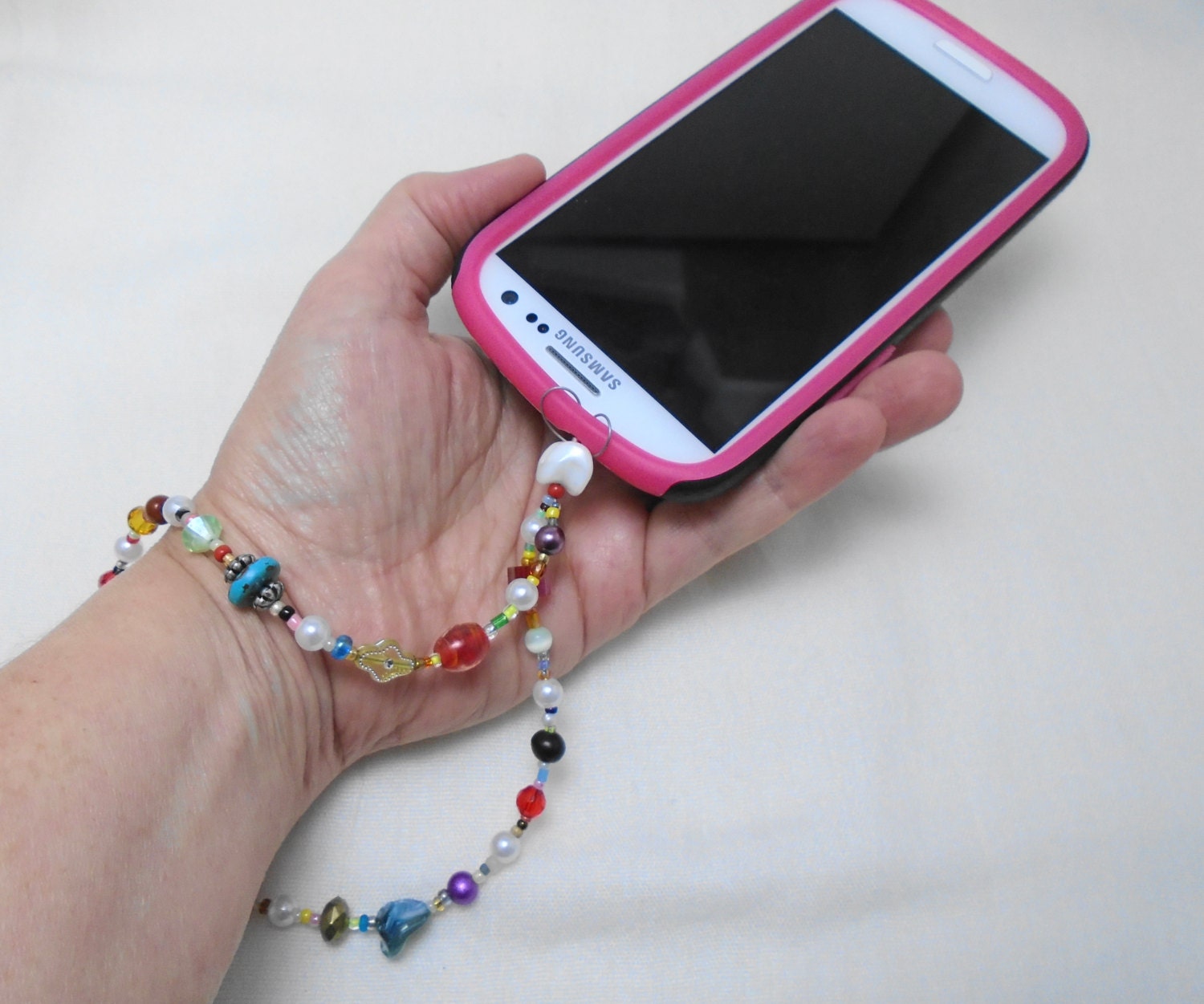 Beaded Cell Phone Cover Wrist Lanyard Strap Rainbow colors Etsy