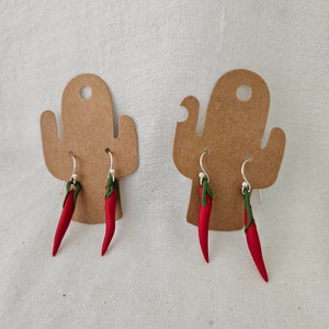 Red and Green Chile Earrings Handmade Polymer Clay image 3