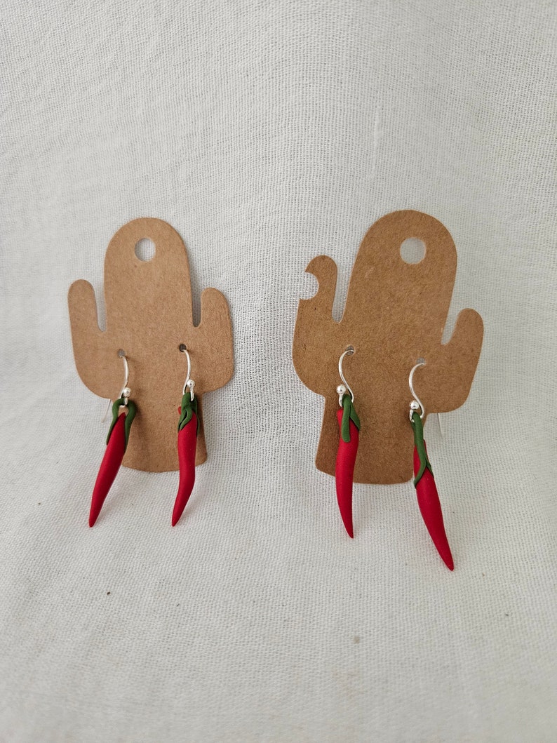 Red and Green Chile Earrings Handmade Polymer Clay image 3