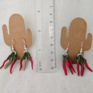 Red and Green Chile Earrings Handmade Polymer Clay image 8