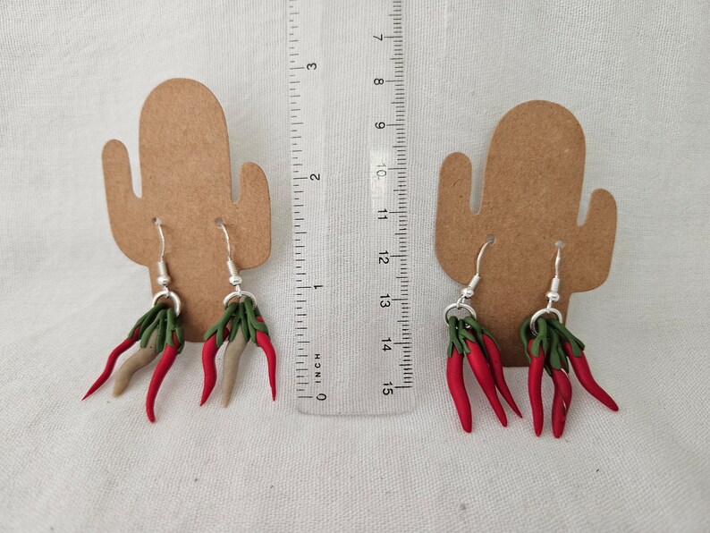 Red and Green Chile Earrings Handmade Polymer Clay image 8