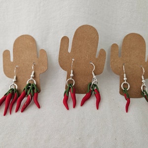 Red and Green Chile Earrings Handmade Polymer Clay image 1