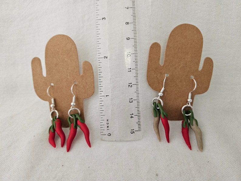 Red and Green Chile Earrings Handmade Polymer Clay image 6