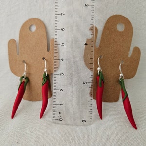 Red and Green Chile Earrings Handmade Polymer Clay image 5