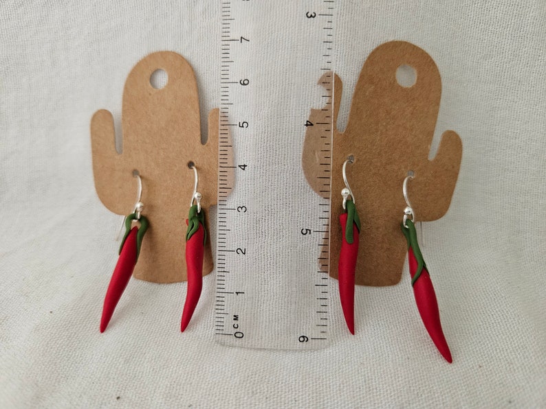 Red and Green Chile Earrings Handmade Polymer Clay image 5