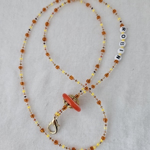 29" Name Small Bead Lanyard: Custom Personalized Beaded ID Badge Holder Necklace
