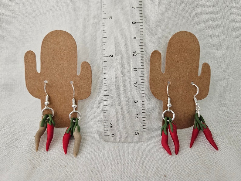 Red and Green Chile Earrings Handmade Polymer Clay image 7