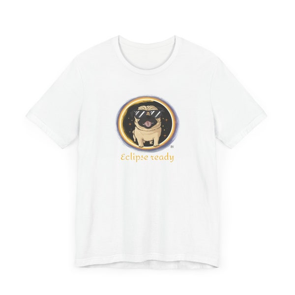 Solar Eclipse Pug with Dark Glasses T-shirt - Trendy Dog Lover Apparel