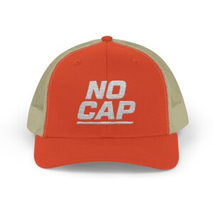 Gorra de camionero con cierre a presión: gorra con frase de moda &quot;No Cap&quot;, gorra de béisbol de hip hop, gorra urbana genial, gorra retro vintage, accesorio de streetwear.