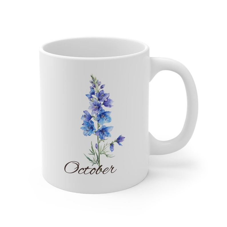 Flower Mug, Best Gift for Birthday, Monthly Blooms Cup, cute Floral Design, Gift for her, Mother day gift zdjęcie 10