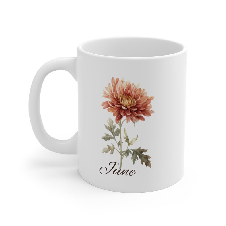 Flower Mug, Best Gift for Birthday, Monthly Blooms Cup, cute Floral Design, Gift for her, Mother day gift zdjęcie 6