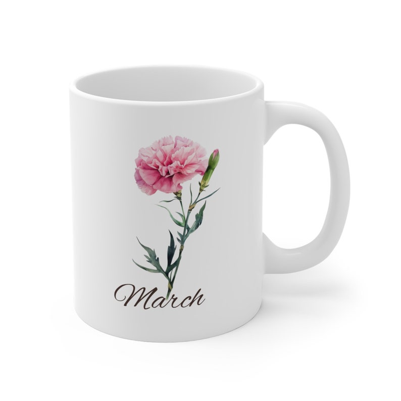 Flower Mug, Best Gift for Birthday, Monthly Blooms Cup, cute Floral Design, Gift for her, Mother day gift zdjęcie 3