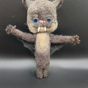 Needle felted wool bat sculpture. Felt bat decoration ornament