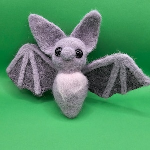 Needle felted wool bat sculpture. Felt bat decoration ornament