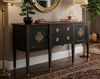 Black and Copper Unique Victorian Sideboard
