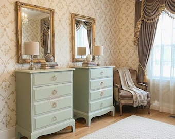 SOLD OUT.  Stag Minstrel Light Green bedside tables