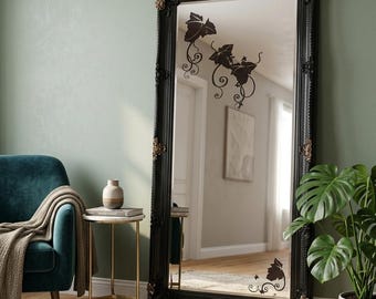 Large Decorative Baroque Style Bevelled Mirror In Gold & Black Frame