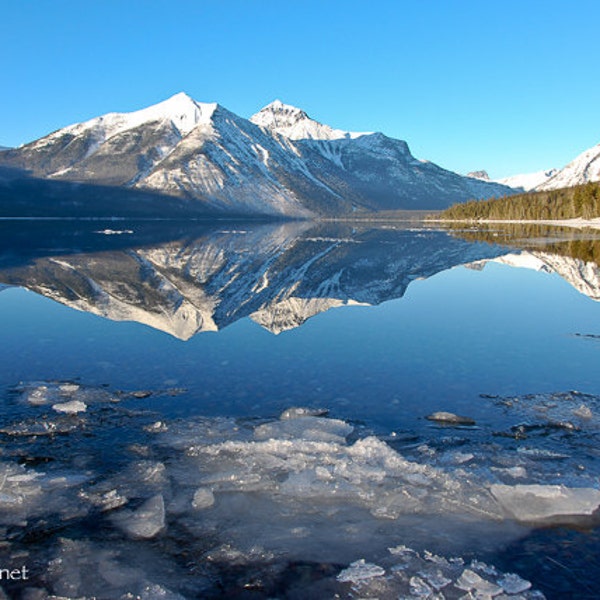 Iceberg, Lake McDonald, Montana Landscape, Icebergs, Montana Winter Landscape, Photograph or Greeting card