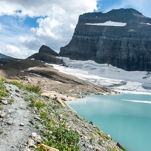 Upper Grinnell Lake, Glacial Waters, Top of the World, Summer Journey, Photograph or Greeting card image 1