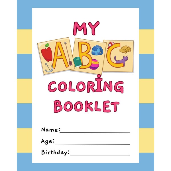 colorful cute abc my coloring book worksheet | children's alphabet learning book