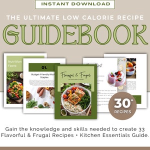 Healthy Recipes, Low Calorie Recipes, Digital Recipes, Simple Recipes, Digital Cookbook, Recipe Ebook, Printable Digital Download, PDF