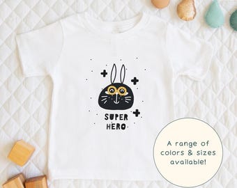 Super Hero | Cute Children's Quirky Scandinavian Style Bunny Hero T-Shirt Gift For Kids & Comic-Lover Short Sleeve Cute Baby Onesie®
