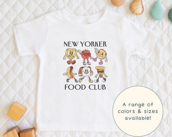 New Yorker Food Club | Cute Children's Retro NYC Cartoon Urban Food Themed T-Shirt Gift For Kids & NYC-Lover Short Sleeve Cute Baby Onesie®