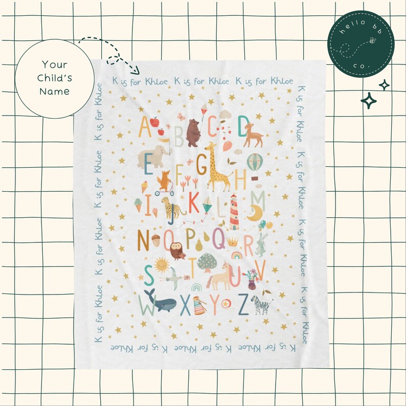 kids custom alphabet blanket