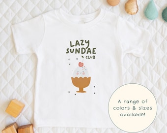 Lazy Sundae Club | Cute Children's Ice Cream Sundae Slow Mornings T-Shirt Gift For Kids, Adults & Ice Cream-Lover Short Sleeve Baby Onesie®