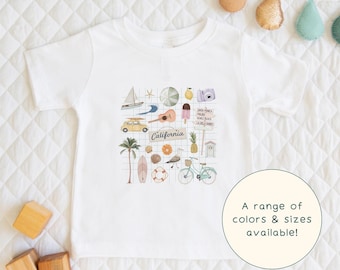 California | Cute Children's West Coast Vibes Coastal Themed T-Shirt Gift For Kids, Adults & Cali-Lover Short Sleeve Baby Onesie®