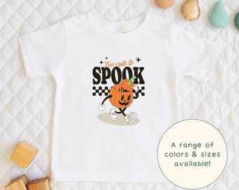 Too Cute To Spook | Children's Short Sleeve T-Shirt Retro Style Spooky Pumpkin Gift For Kids & Halloween Lovers