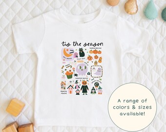 Tis The Season | Cute Children's T-Shirt Halloween Cut-Out Style Autumn Collage Gift For Kids & Fall-Lover Short Sleeve Cute Baby Onesie®
