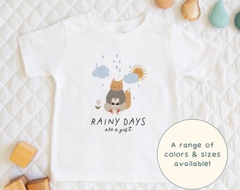 Rainy Days | Cute Children's Cozy Rainy Days Are A Gift T-Shirt Cottage Core Gift For Kids & Rainy Day-Lover Short Sleeve Cute Baby Onesie®