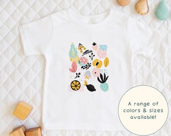 Abstract Fruits | Cute Children's Artsy Illustrated Fruits Themed T-Shirt Gift For Kids & Fruit-Lover Short Sleeve Cute Baby Onesie®