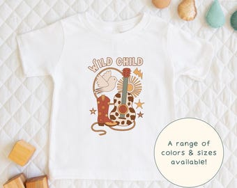 Wild Child | Children's T-Shirt Cute Wild Western Cowboy Cowgirl Themed Gift For Kids & Western Lover Short Sleeve Cute Baby Onesie®
