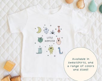 Little Monster | Children's Adorable Friendly Monsters Colorful Graphic T-Shirt, Sweatshirt & Short Sleeve Cute Baby Onesie® Gift For Kids
