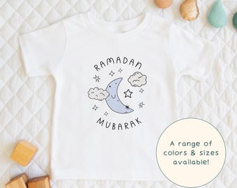 Ramadan Mubarak | Children's Cute Ramadan Themed Moon And Stars Graphic T-Shirt & Short Sleeve Cute Baby Onesie® Gift For Ramadan-Lover Kids
