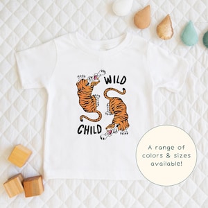 Wild Child | Children&#39;s T-Shirt Energetic Tiger Themed Gift For Kids & Tiger-Lover Short Sleeve Cute Baby Onesie®