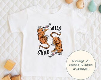 Wild Child | Children's T-Shirt Energetic Tiger Themed Gift For Kids & Tiger-Lover Short Sleeve Cute Baby Onesie®