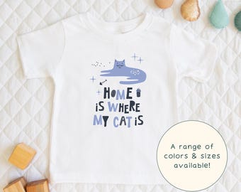 Home Is Where My Cat Is | Children's Adorable Feline Themed T-Shirt Gift For Kids, Adults & Cat-Lovers Short Sleeve Baby Onesie®
