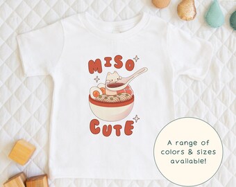 Miso Cute | Cute Children's T-Shirt Miso Broth Ramen With Cat Foodie Themed Gift For Kids & Asian-Food Lover Short Sleeve Cute Baby Onesie®