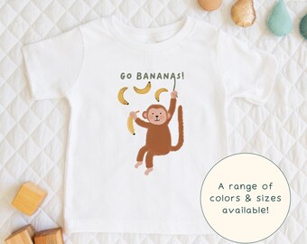 Go Bananas! | Cute Children's Swinging Little Monkey With Bananas Quirky T-Shirt Gift For Kids & Monkey-Lover Short Sleeve Cute Baby Onesie®
