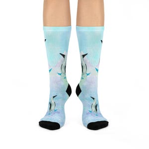 Calcetines acolchados con acuarela de piquero de patas azules, diseño de estampado integral, suelas acolchadas cómodas, arte original, Animalia, pingüinos