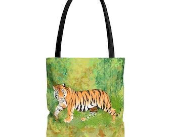 Bengal Tiger Tote Bag: Wildlife Watercolor Art, Eco-Friendly Canvas Bag