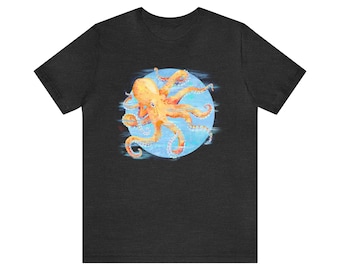 Octopus Watercolor, Unisex Jersey Short Sleeve Tee, original art