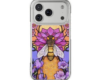 Bee Honeycomb Floral Phone Case | Magnetic Clear Case