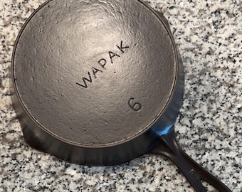 Wapak #6 Cast Iron Skillet Straight Logo Heat Ring Fully Restored