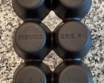 Molde para muffins Griswold n.° 18, Erie, PA 6141, hierro fundido, totalmente restaurado.