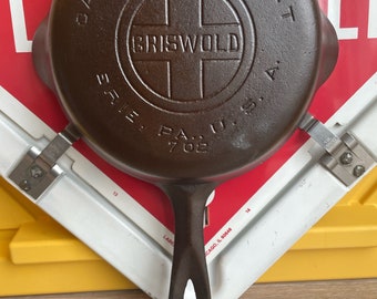 Vintage GRISWOLD gietijzeren koekepan # 4 groot bloklogo HTF volledig gerestaureerd